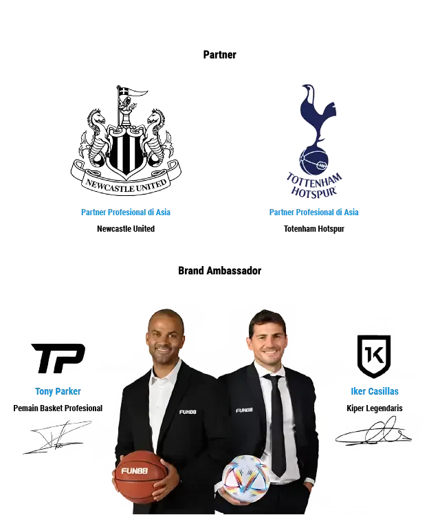 Banner mitra Newcastle United dan Tottenham Hotspur dengan duta merek versi mobile