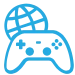 Ikon e-sports controller game dengan globe